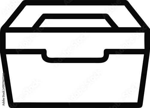 Minimalist Black Line Icon Depicting a Closed Rectangular Box with an Integrated Handle