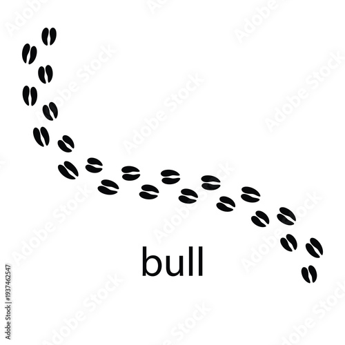 Bull Paw Print Silhouette Vector – Cattle Hoof Track Animal Footprint Icon EPS