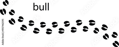 Bull Paw Print Silhouette Vector – Cattle Hoof Track Animal Footprint Icon EPS