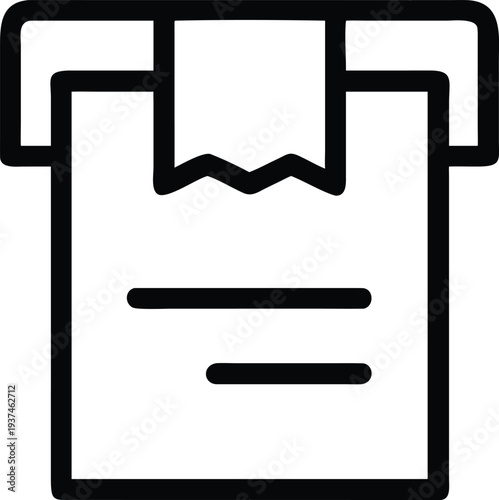 Minimalist Line Art Icon of a Paper Receipt Being Dispensed from an Automated Machine