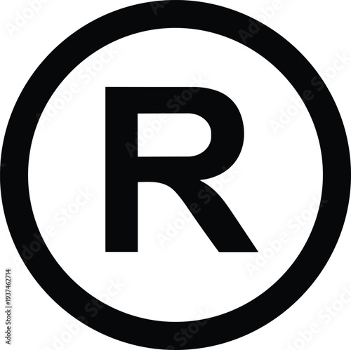 Registered Trademark Symbol R in a Circle Black and White Icon r symbol