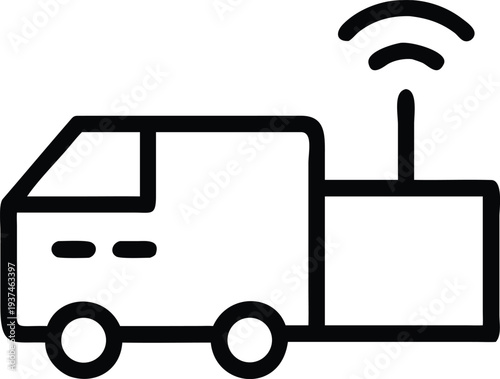 Mobile connectivity for delivery vehicle with smart tracking system icon represents logistics technology
