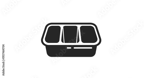Black and white three compartment lunch box.