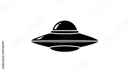 Black and white UFO spaceship icon.