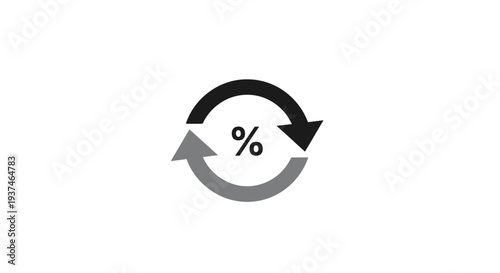 Black and grey percentage circular arrow.