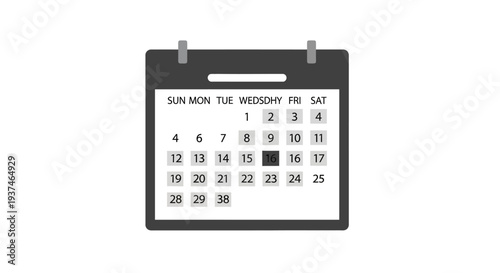 Black and white desk calendar page.