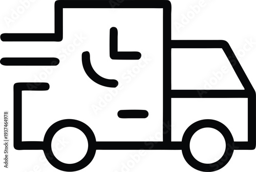 Moving shipping truck icon representing quick and incomplete time sensitive delivery