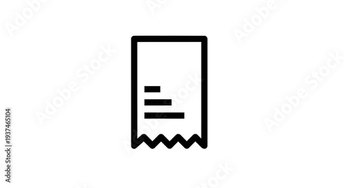 Black and white receipt icon symbol.