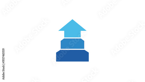 Blue house shaped arrow icon.