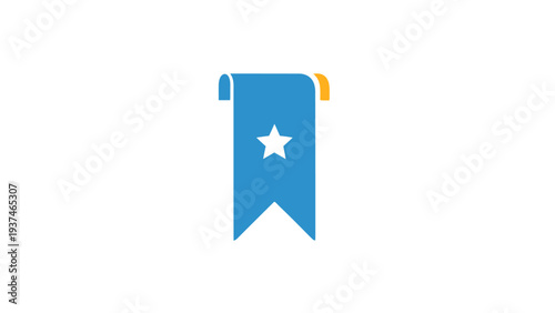 Blue ribbon with white star symbol.