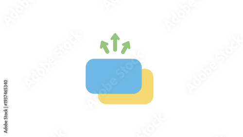 Blue rectangle with green arrows up.