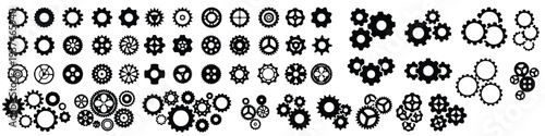 Collection of gears cogs and mechanical parts industrial elements