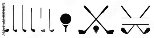 Collection of golf equipment and accessories symbols and icons