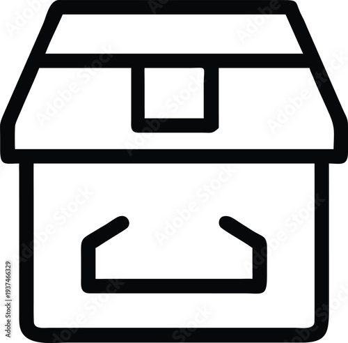 Open Cardboard Shipping Box Line Icon Graphic for Online Retail and Logistics Services