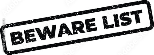 Foto Distressed texture rubber stamp symbol with the important warning phrase beware