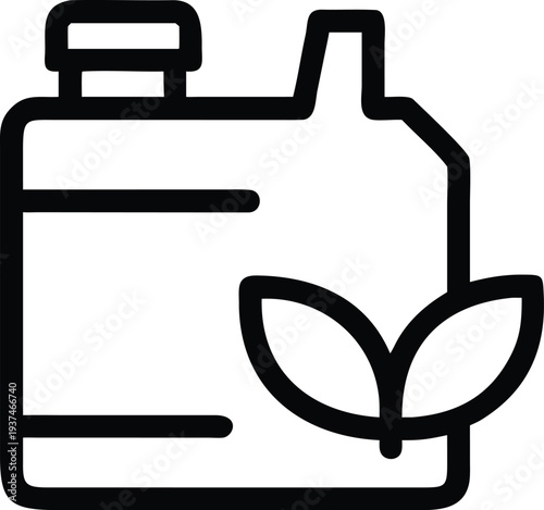 Organic fertilizer or pesticide bottle icon with green leaf symbol for agriculture products