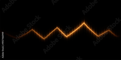 Abstract red glowing lines form a neon wave background with a 3d business chart and market arrow symbol over a black medical energy concept illustration