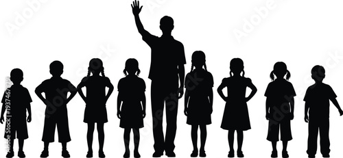 Children Silhouettes Doing Household Chores, Kids Cleaning, Gardening, Mopping, Sweeping, and Helping at Home, Childhood Responsibility, and Daily Life Activity Set