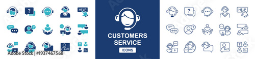Customer service and support icons for communication and help