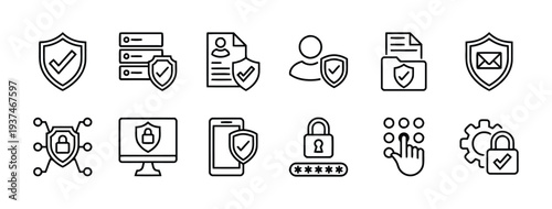 Cyber security icons for digital protection and data safety