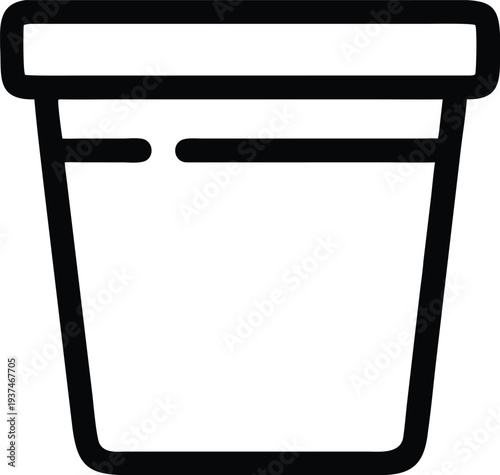 Outline drawing of a simple garden pot with a subtle rounded edge design