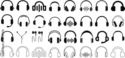 Diverse collection of headphones and earphones for music and audio