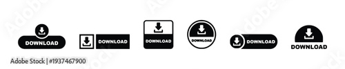 Download button icons various styles and shapes for web and app design