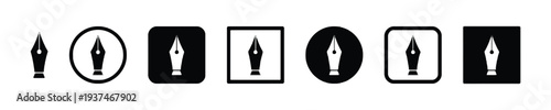 fountain pen nib icons in various shapes and backgrounds
