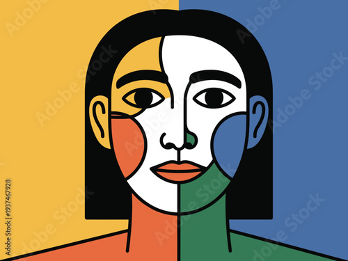 Colorful Geometric Woman Portrait Illustration
