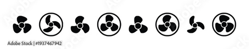 Fan propeller icons in various styles for cooling and ventilation