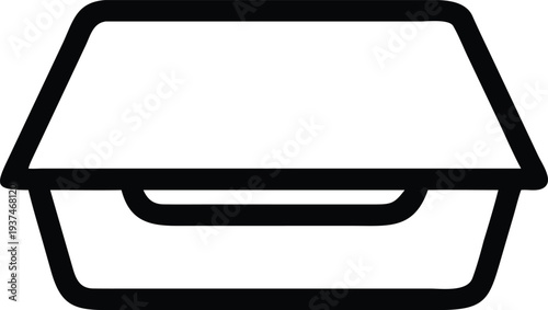 Outline icon of a classic rectangular lidded takeaway food box or container