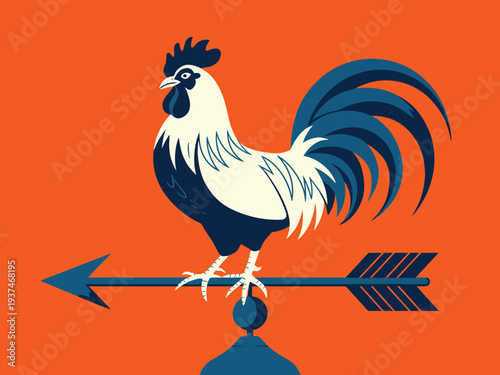 Rooster Weather Vane on Orange