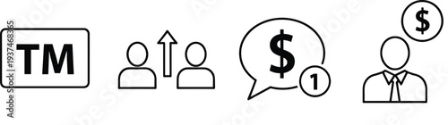 Trademark symbol and business icons for finance and growth vector illustration