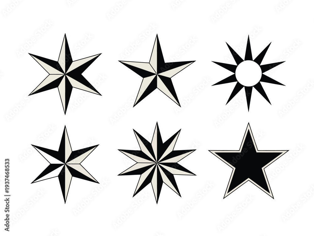 Fototapeta premium Black and White Star Symbols