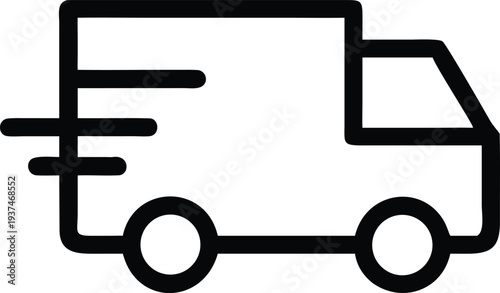 Outline icon of a speedy delivery van representing efficient express shipping and logistics services