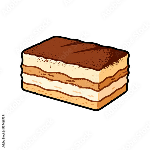 [Vector EPS]A delicious slice of tiramisu cake with multiple layers