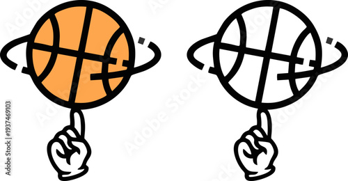 Spinning Basketball on Finger Cartoon Gloved Hand