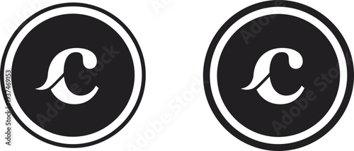 Two Stylized Copyright Symbols In Black Circles On White letter