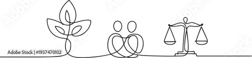 Single one line drawing ESG - Environmental, Social, and Governance concept. one line Icon drawing