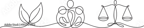 Single one line drawing ESG - Environmental, Social, and Governance concept. one line Icon drawing