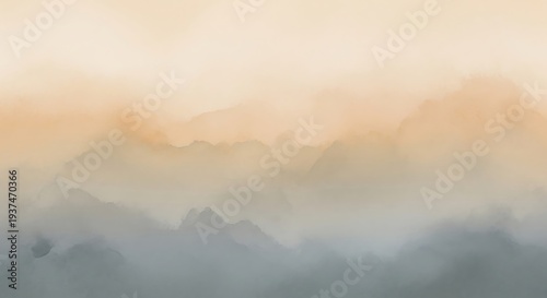 Misty Mountain Landscape With Soft Hues atmospheric