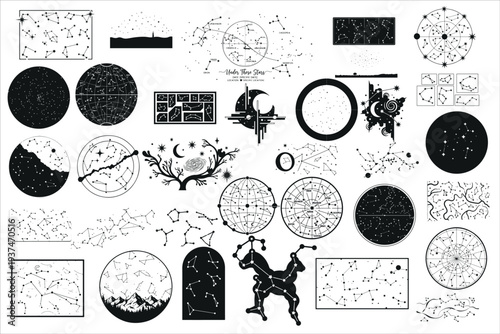 Elegant custom star map wall panel design featuring a celestial night sky layout with stars and constellation-inspired details.