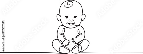 one line drawing illustration of a baby.  Modern minimalism art. Little kid in the minimalist style. Vector illustration. one line Icon drawing