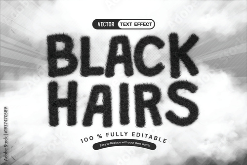 Black Hair Editable Text Effect