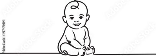one line drawing illustration of a baby.  Modern minimalism art. Little kid in the minimalist style. Vector illustration. one line Icon drawing