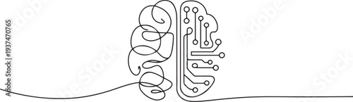  Artificial intelligence continuous one line drawing vector. one line Icon drawing