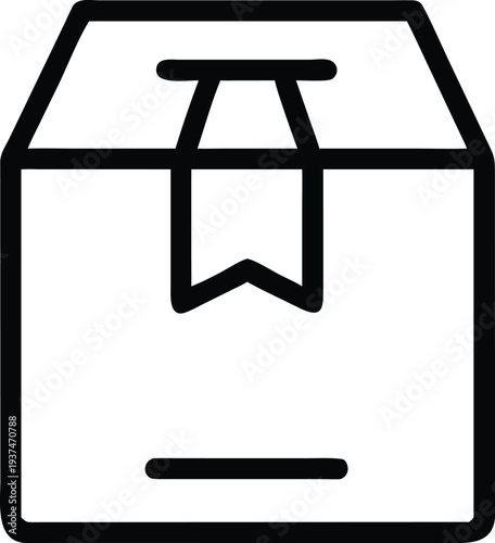 Professional Line Icon of a Sealed Cardboard Delivery Box Ready for Shipping and Gifting