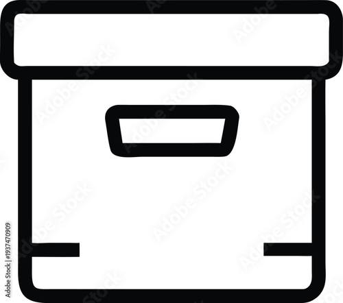 Professional outline of a document storage box for office organization and archival record keeping