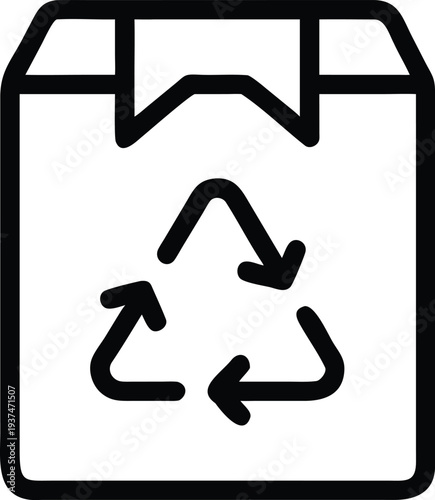 Recyclable cardboard box symbol for eco friendly product packaging and sustainable shipping