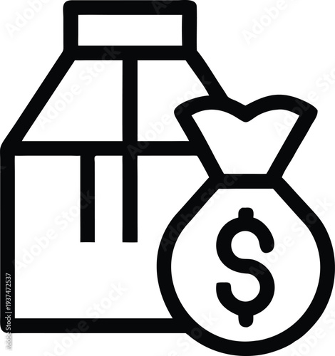 Secure parcel delivery box next to money bag indicating profitable commerce and financial transactions